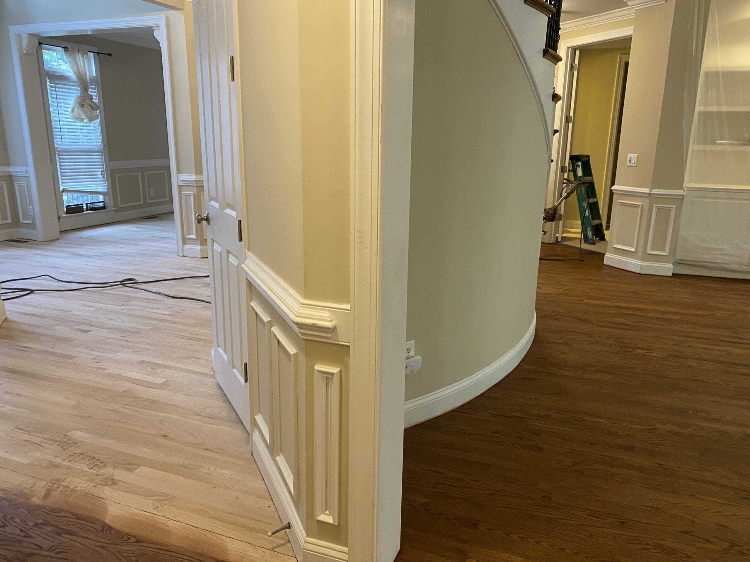 Floor refinishing in progress